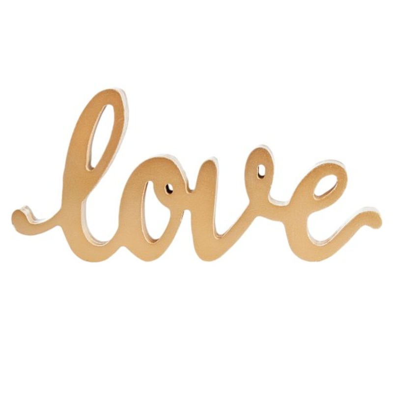 Gold Love Cutout Table Sign, 10×5