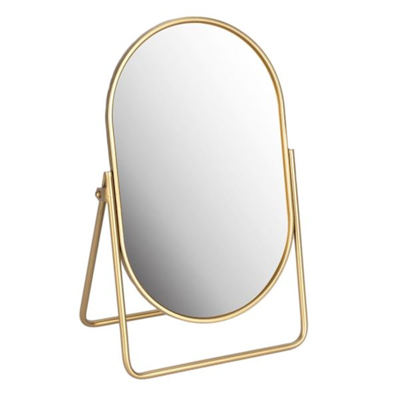 Gold Oval Metal Table Mirror, 12.6″