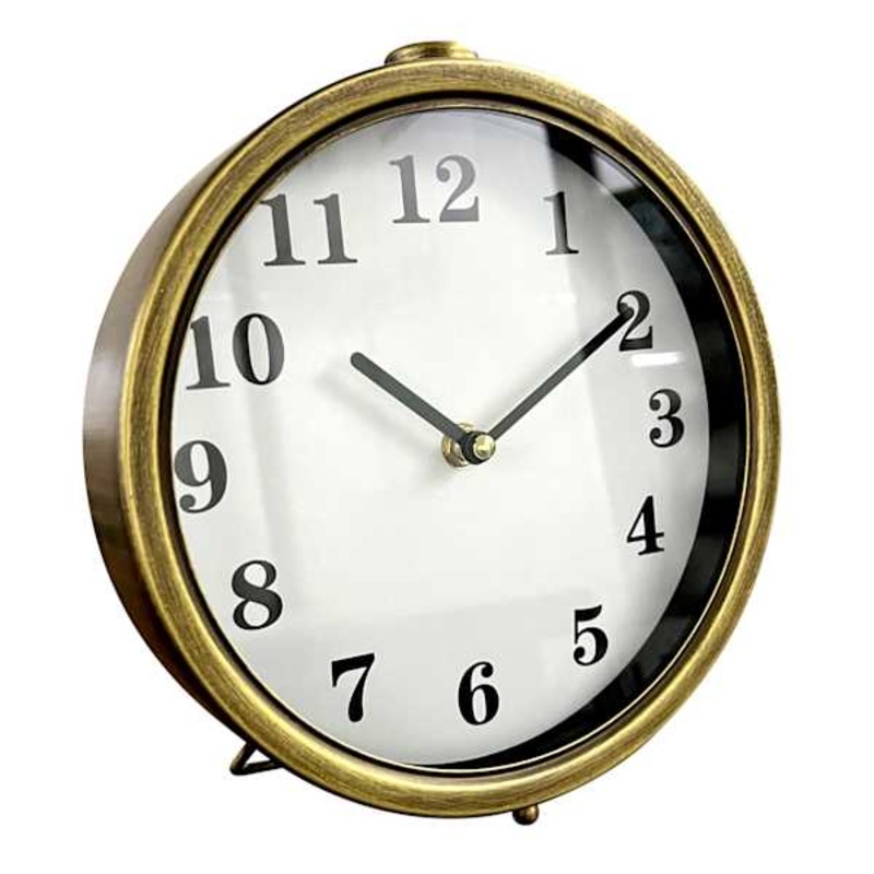 Gold Round Table Clock, 9″