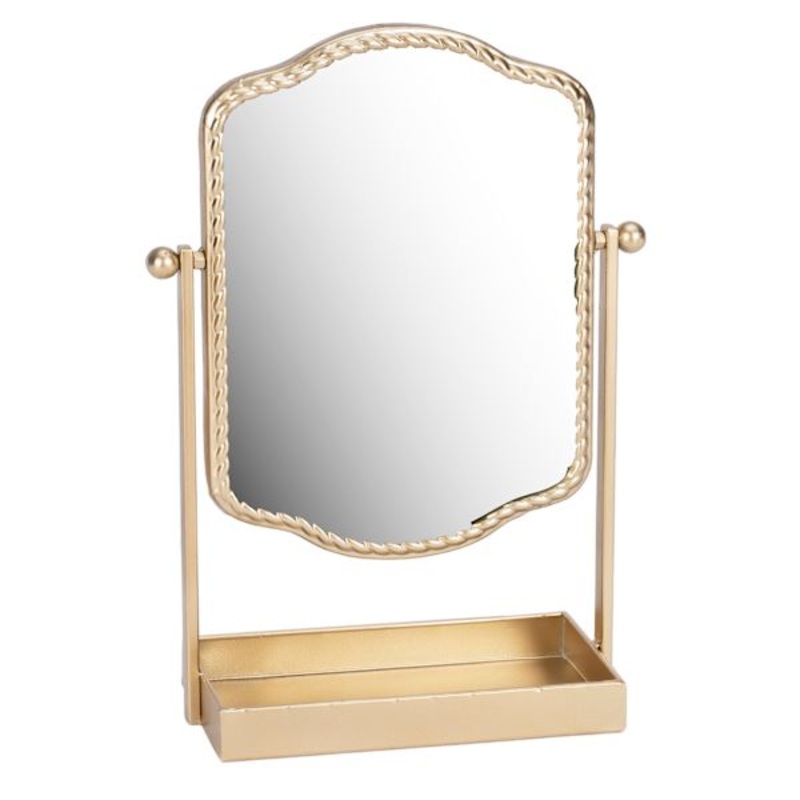 Gold Table Mirror Tray, 13″