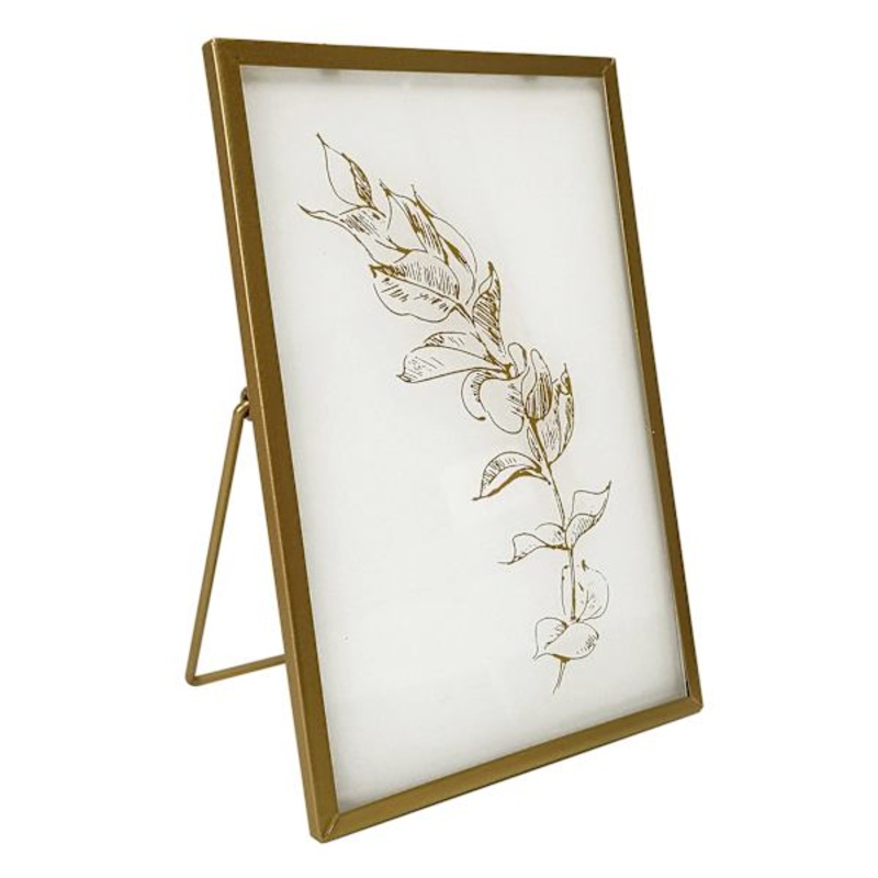 Gold Wildflower Etched Glass Frame, 5×8