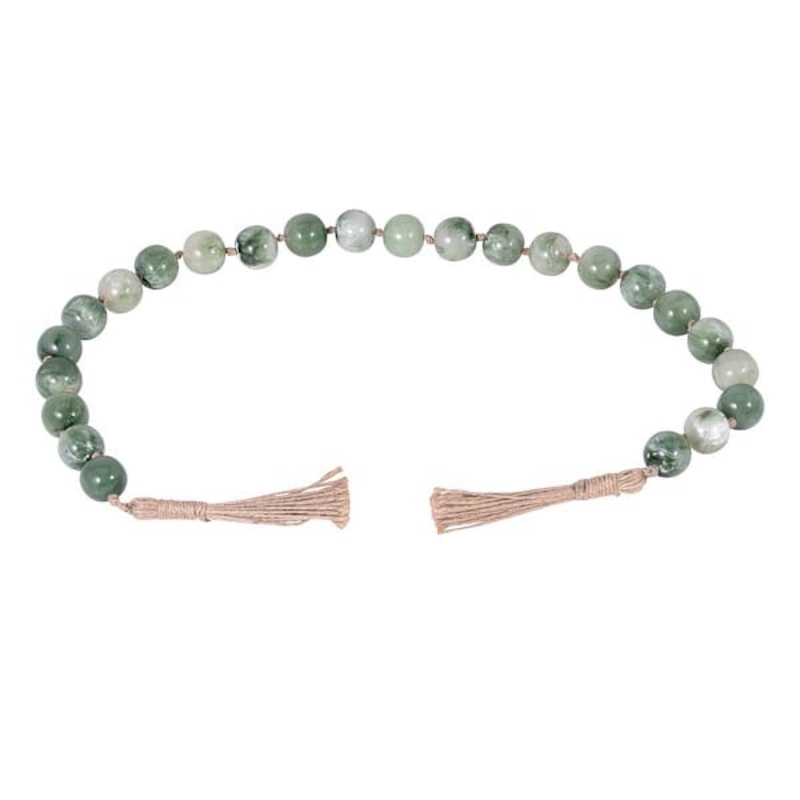 Green Beaded Garland with Tassels, 35″