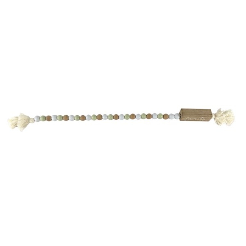 Habitat for Humanity Neutral Beaded Wood Garland with Tassels, 22.5″