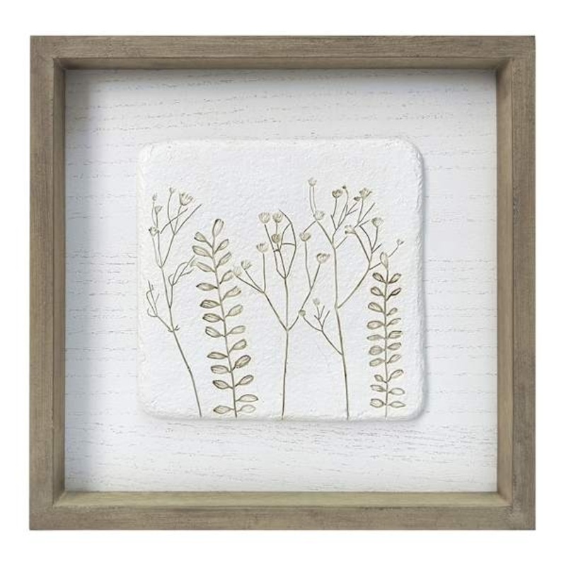 Honeybloom White Etched Flower Art, 10″