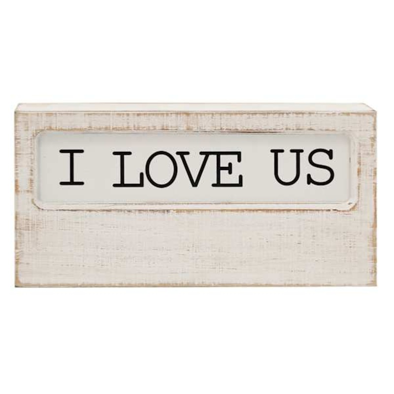 I Love Us Wooden Block Sign, 12×6