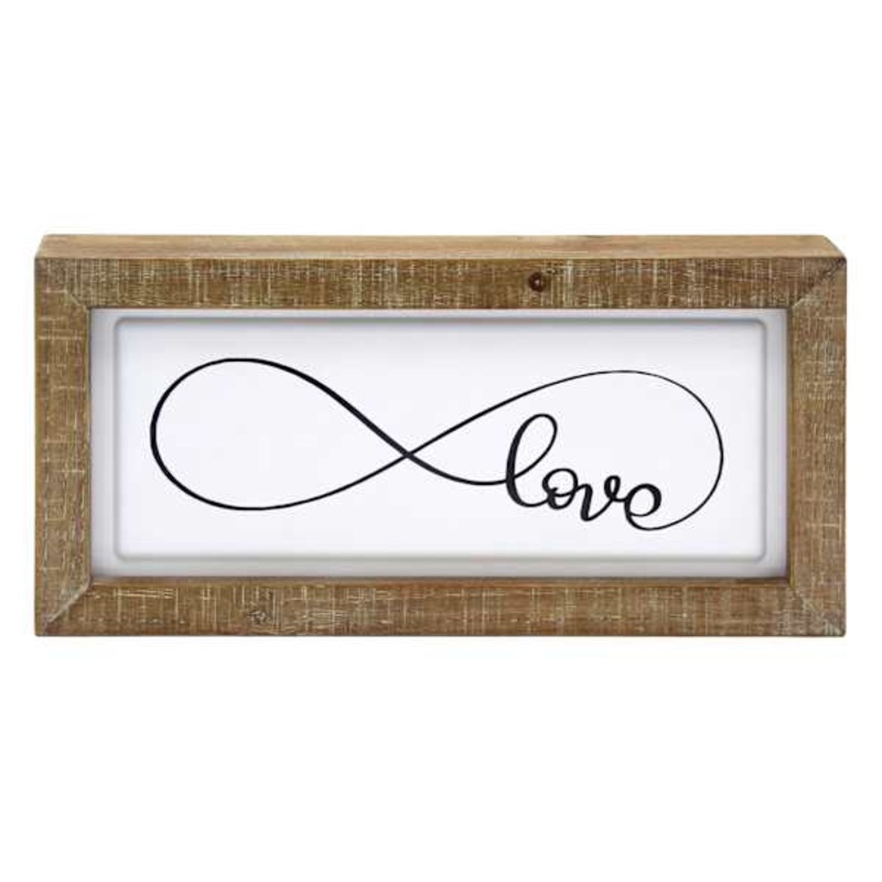 Infinity Love Wooden Block Sign, 12×6