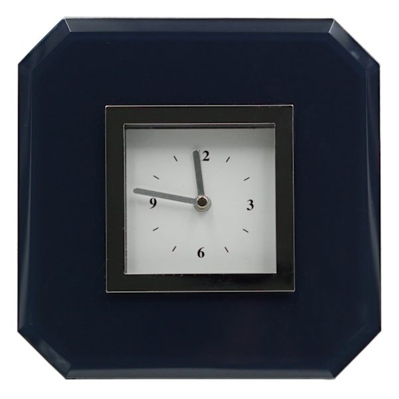 Dark Blue Mirror Square Clock, 5.5″