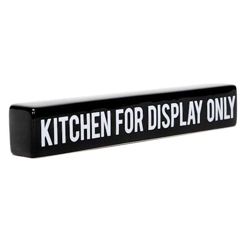 Kitchen For Display Only Black Ceramic Block Sign, 12×2