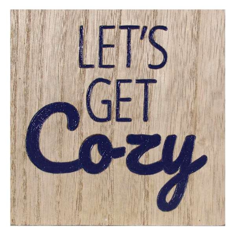 Let’s Get Cozy Embossed Block Sign, 5″