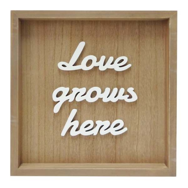 Love Grows Here Wooden Block Sign, 10″