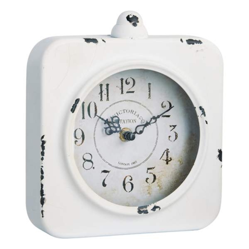 Metal White Rustic Round Clock, 17×12