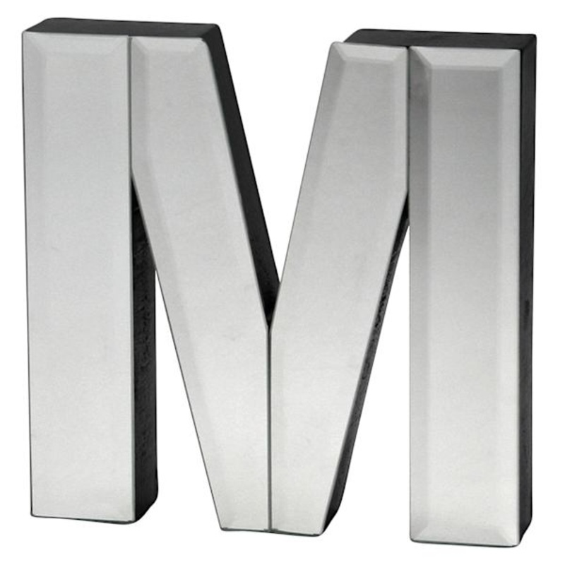 Mirrored Faux Wood Monogram M, 6″