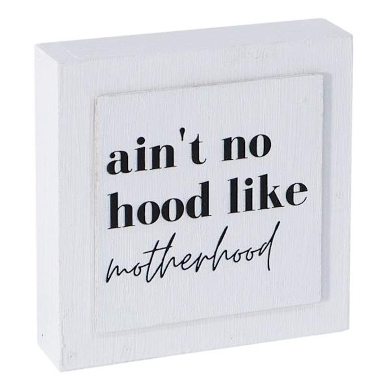 Motherhood White Wood Sign, 5″