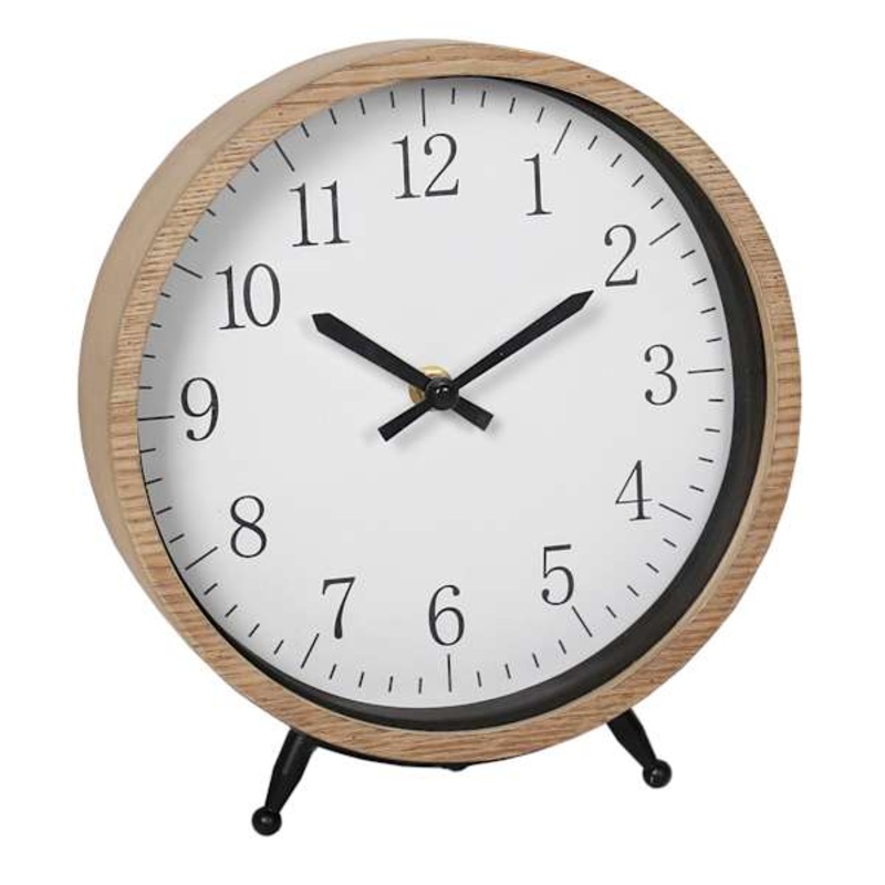 Natural Wooden Round Wall Clock, 9.5″