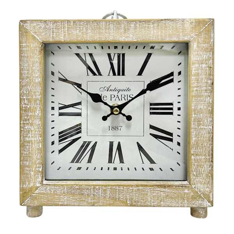 Natural Wooden Square Mantle Clock, 9″
