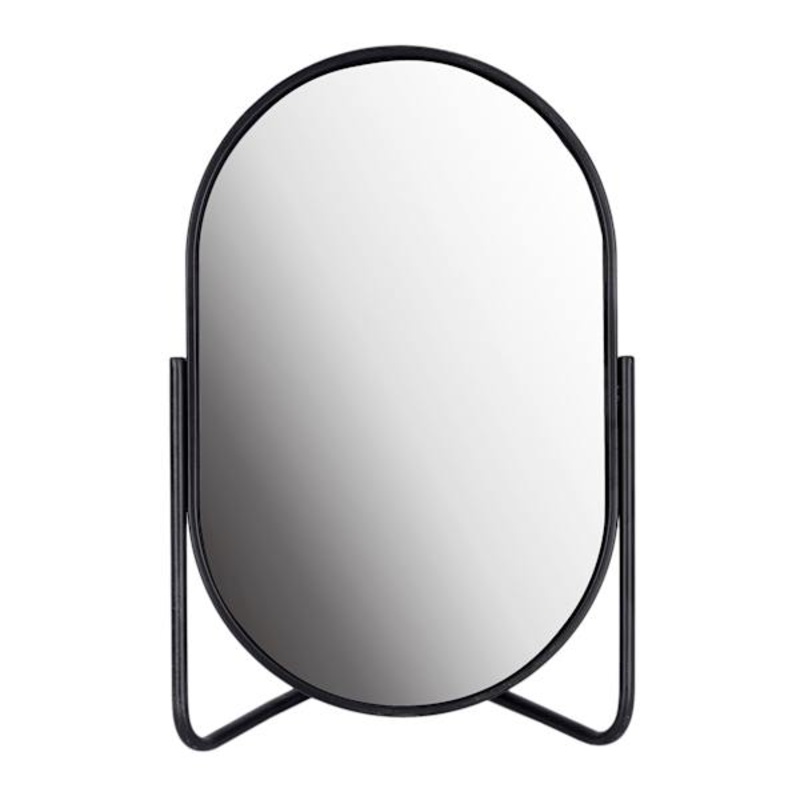 Oval Black Metal Tabletop Mirror, 11″