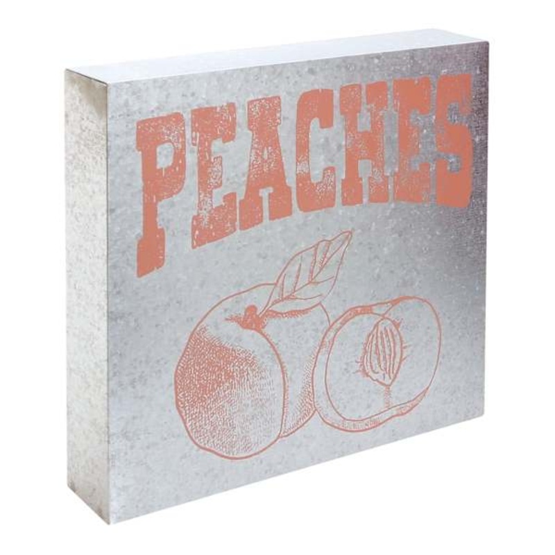 Peaches Metal Block Sign, 10″