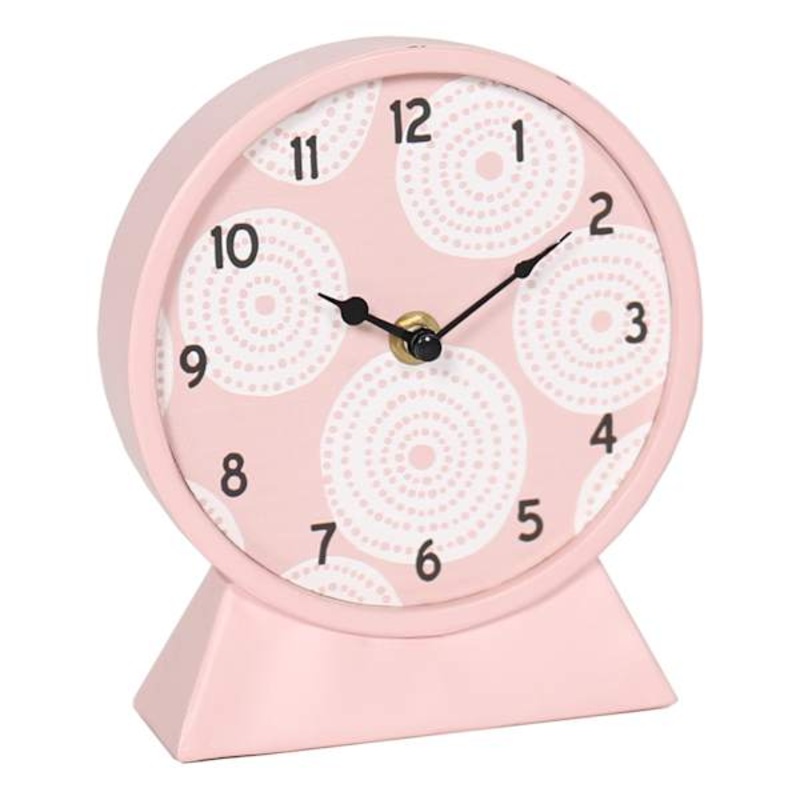 Pink Metal Round Clock, 7″