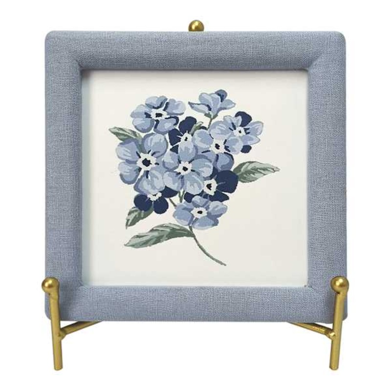 Providence Blue Framed Bouquet Art on Stand, 6″