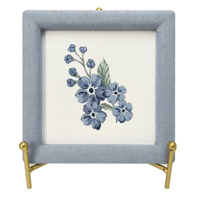 Providence Blue Framed Flower Art on Stand, 6″