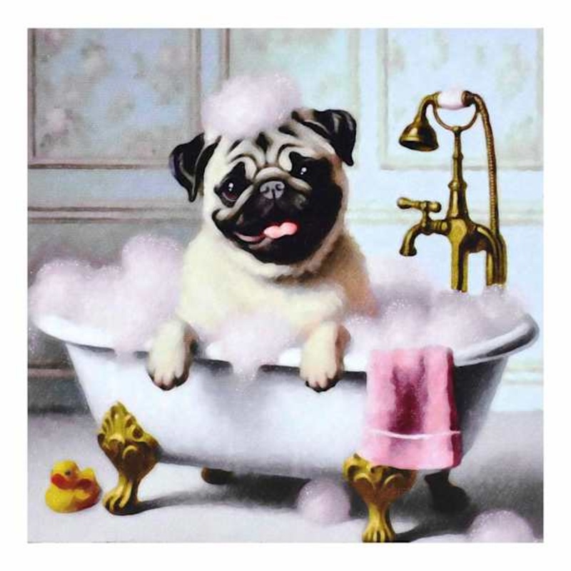 Pug In Tub Table Art, 8×1.5×8