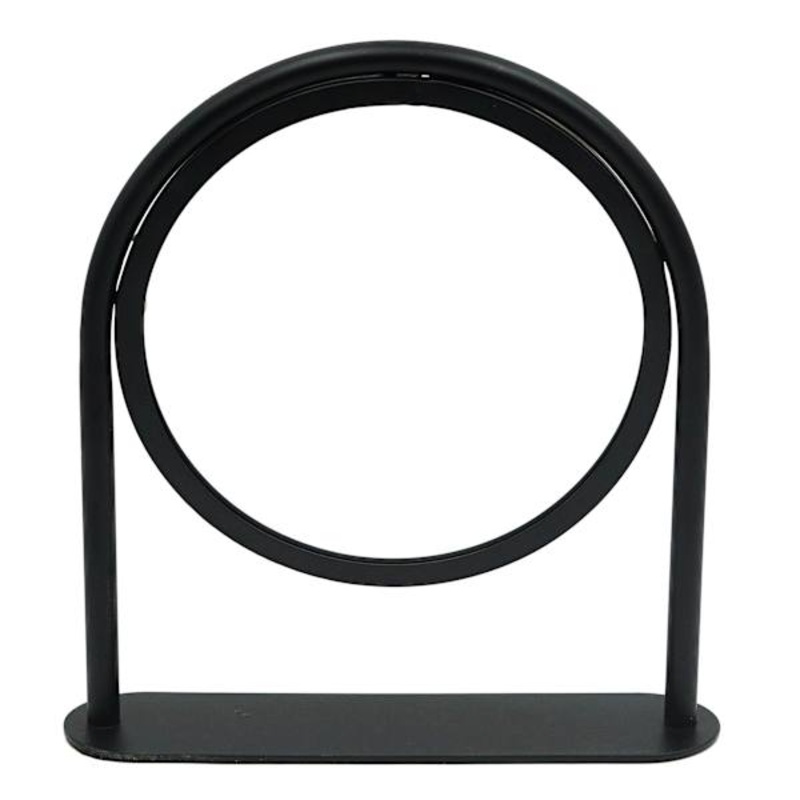 Round Black Metal Mirror, 9″