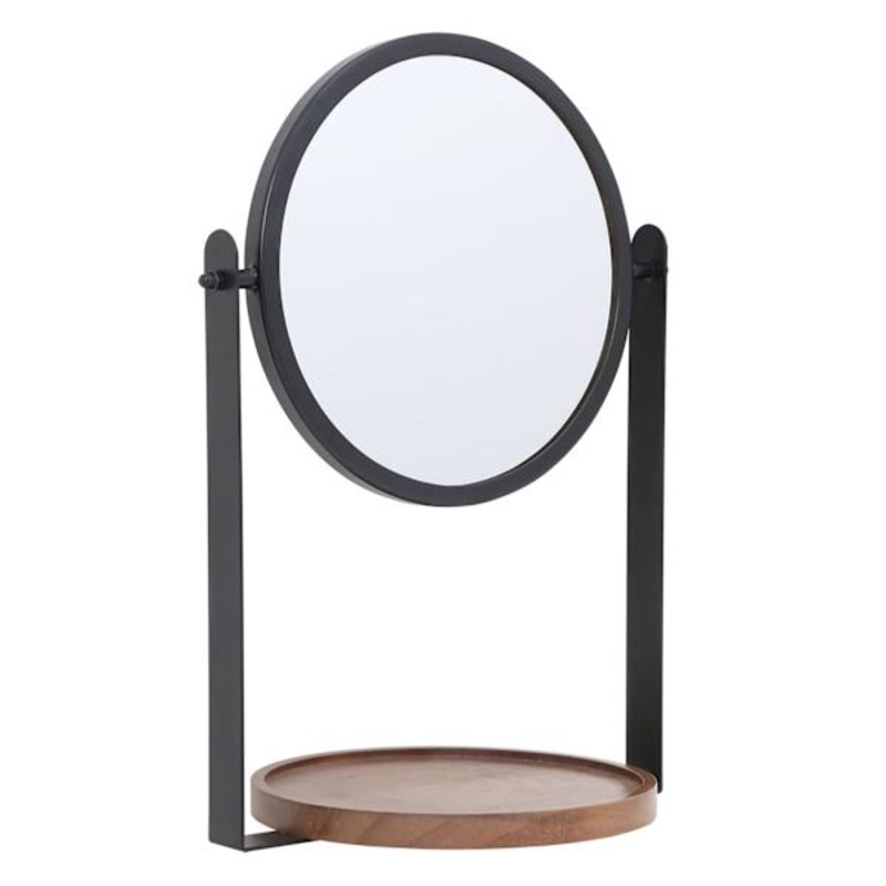 Round Spinning Table Mirror with Tray, 8×12