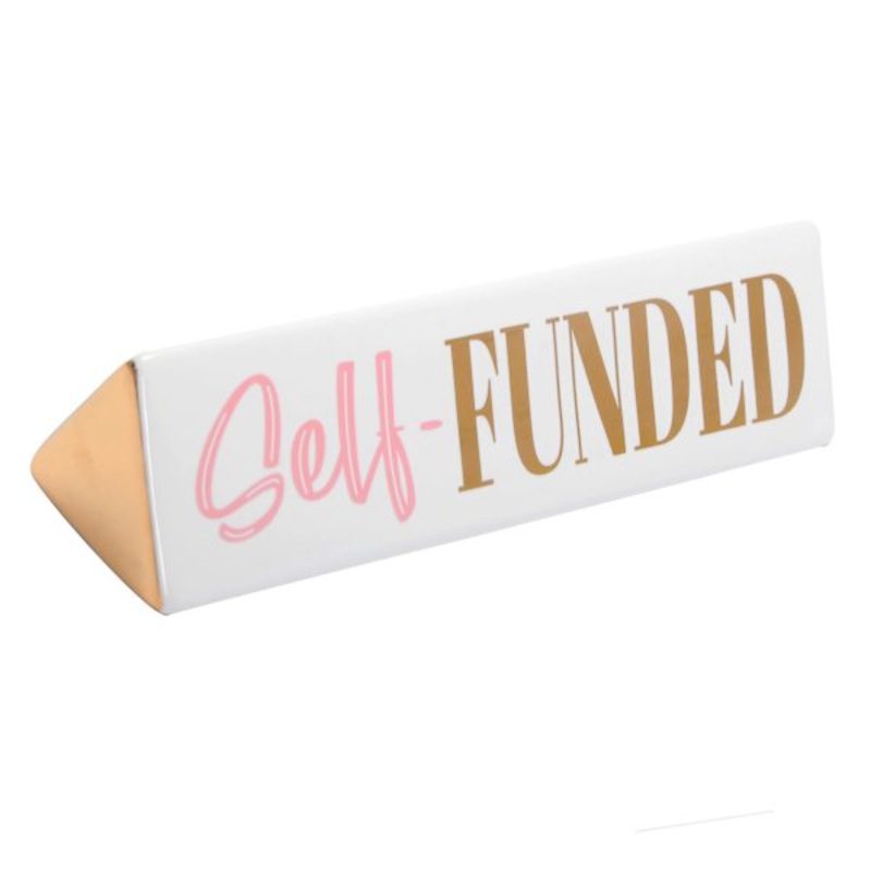 Self Funded Metallic Ceramic Block Sign, 7″
