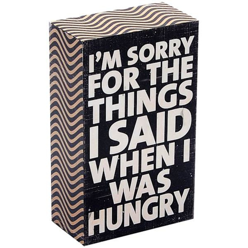 Sorry For All The Things I Said When I Was Hungry Block Sign, 3×5