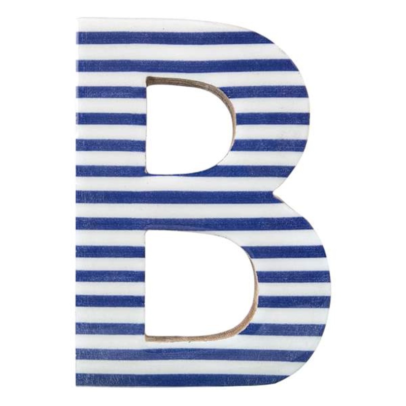 Tiny Dreamers 6″ Blue Striped Wood Letter, B
