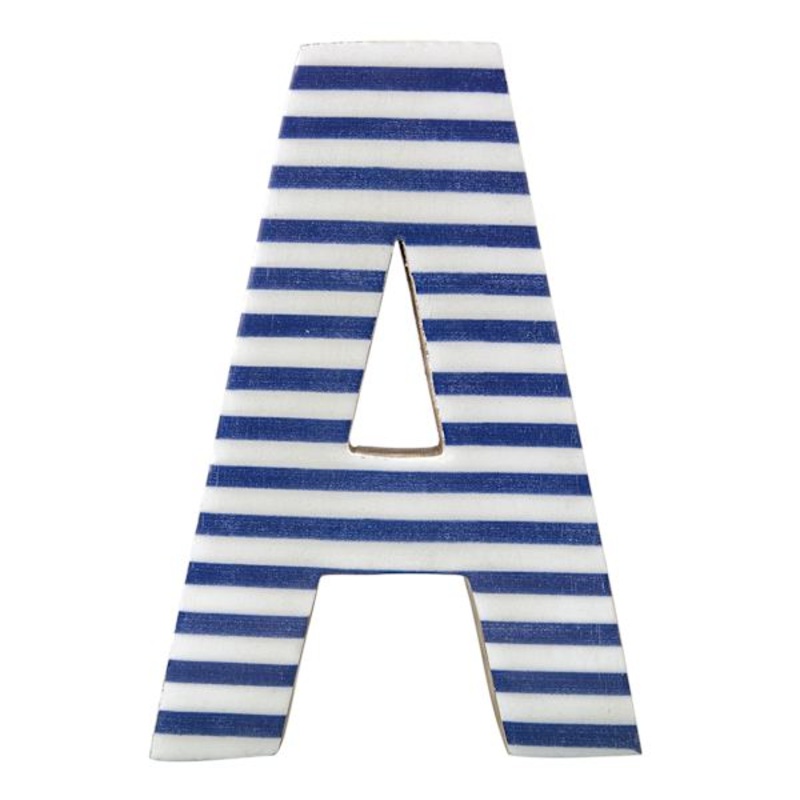 Tiny Dreamers 6″ Blue Striped Wooden Letter, a