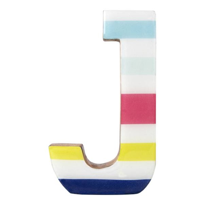 Tiny Dreamers 6″ Multicolor Striped Wood Letter, J