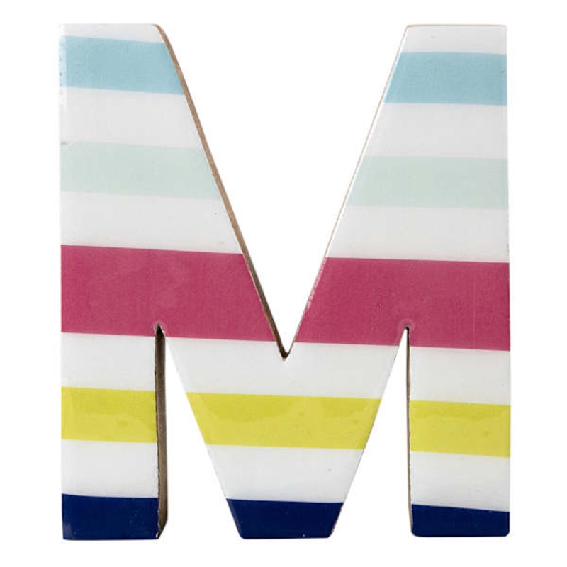 Tiny Dreamers 6″ Multicolor Striped Wood Letter, M