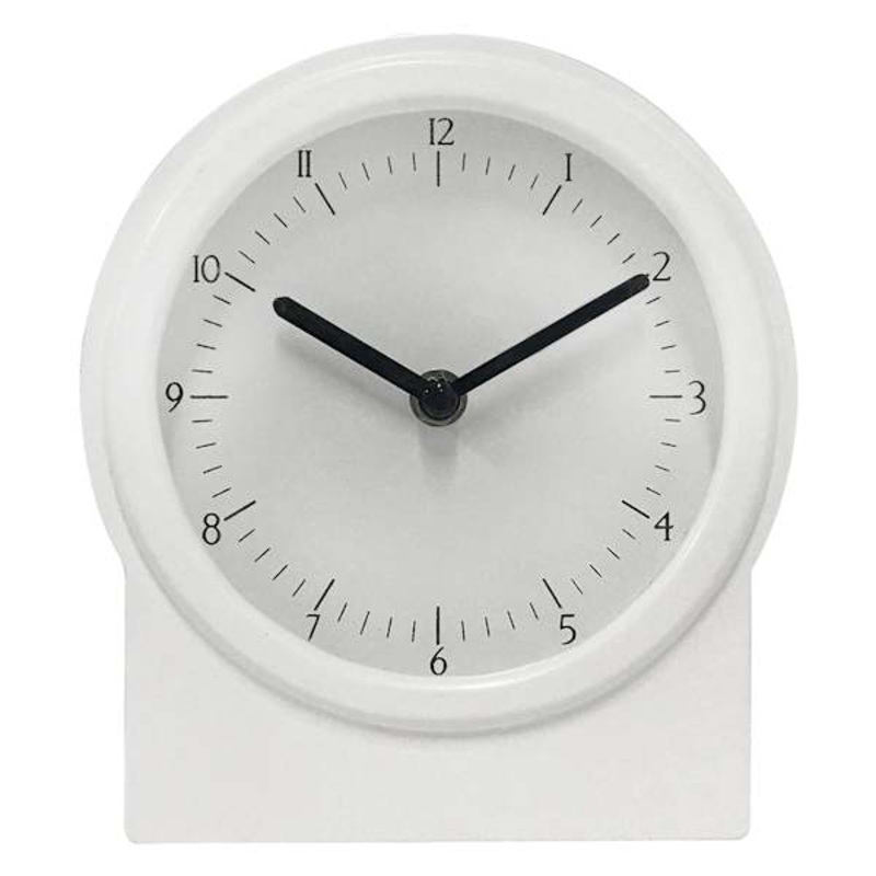 White Wooden Round Table Clock, 7″