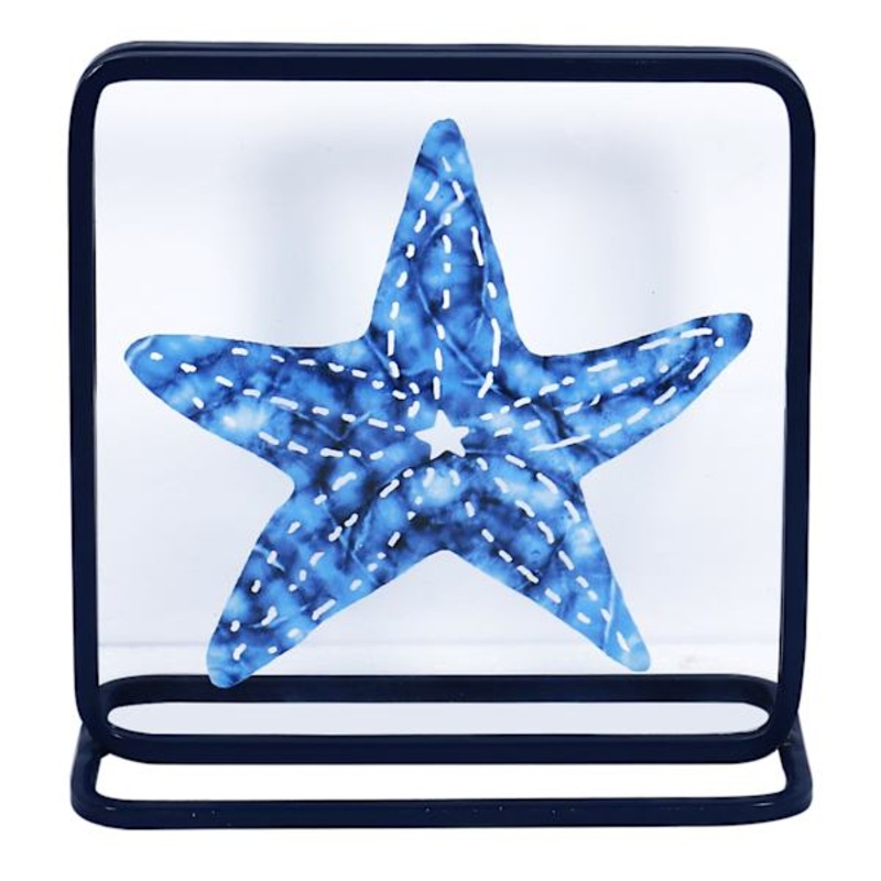 Blue Metal Starfish Sign, 8″