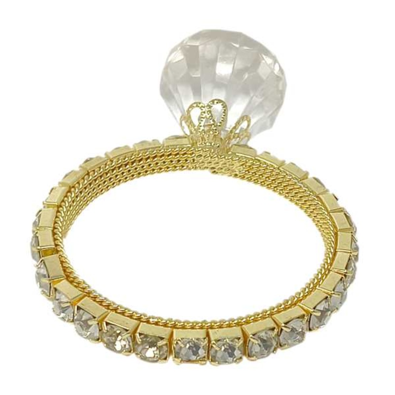 Gold Rhinestone Ring Ornament, 2″