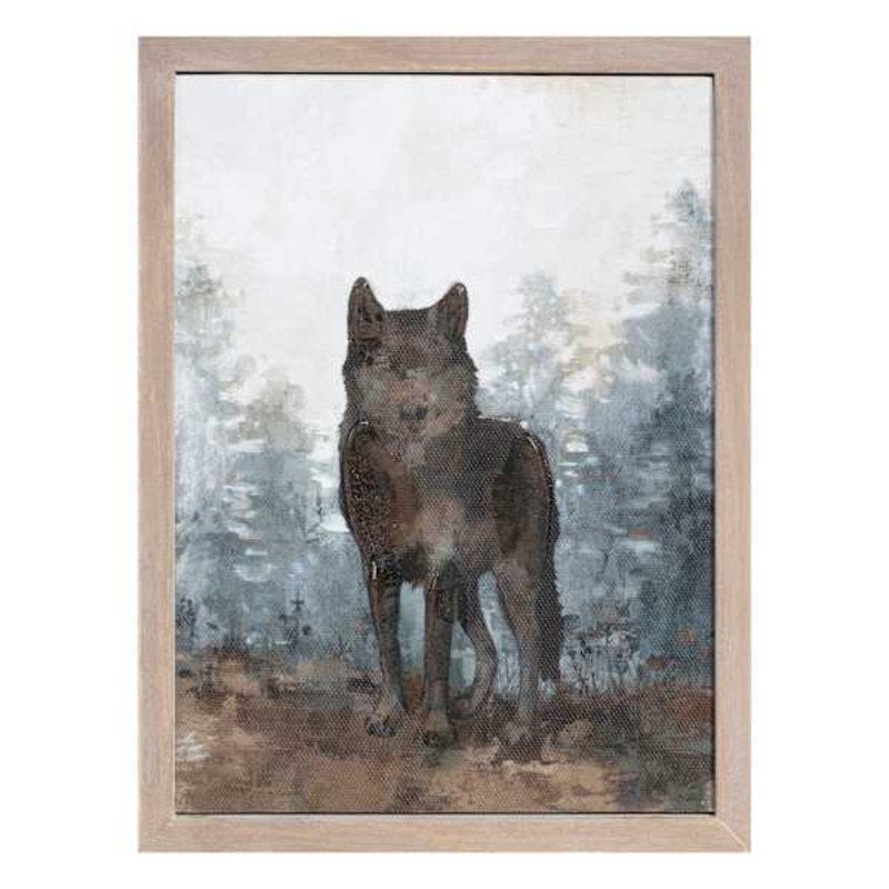 Ty Pennington Wolf Wood Framed Canvas, 6×8