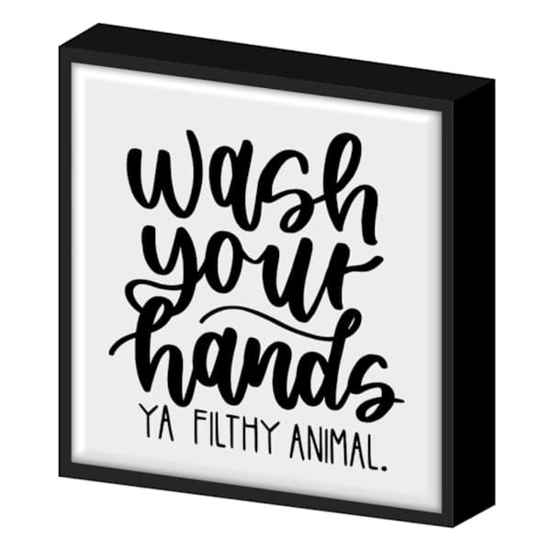 Wash Your Hands Block Sign, 8″