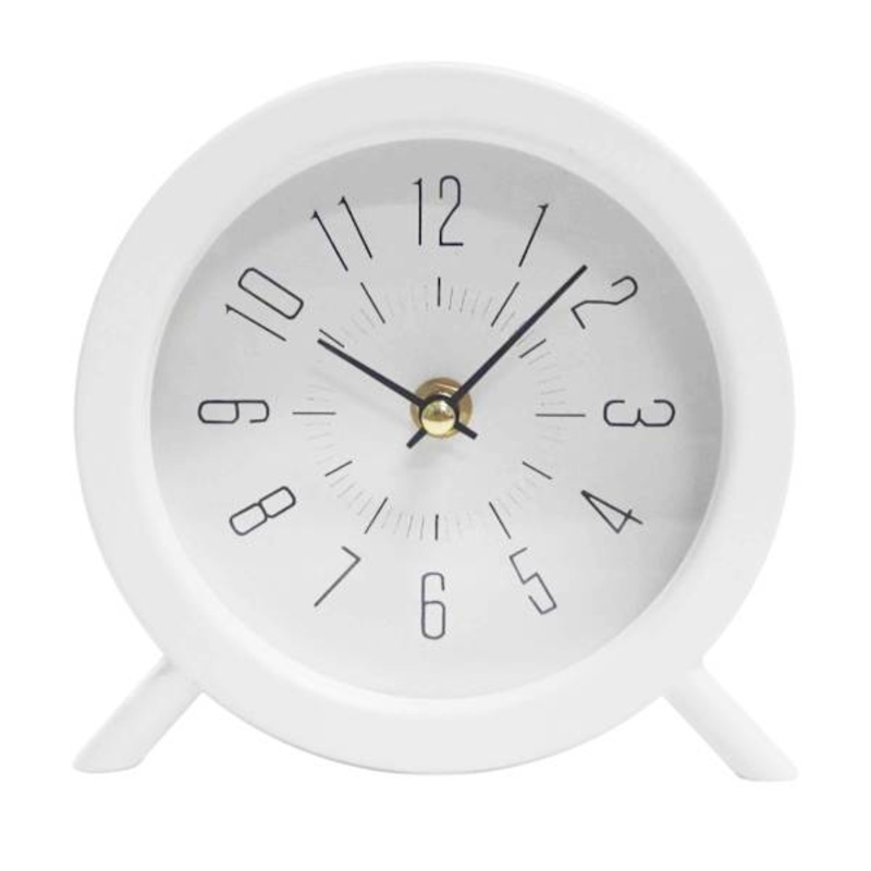 White Metal Round Office Clock, 6″