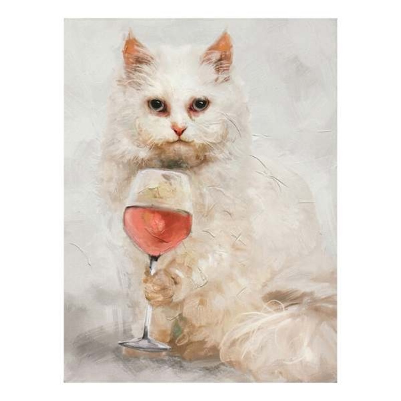 Wine Lives Cat Art, 6×8