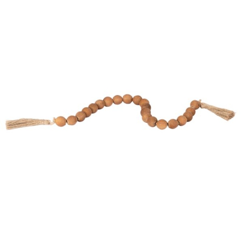 Wood Beaded Decor with Tassels, 29.5″