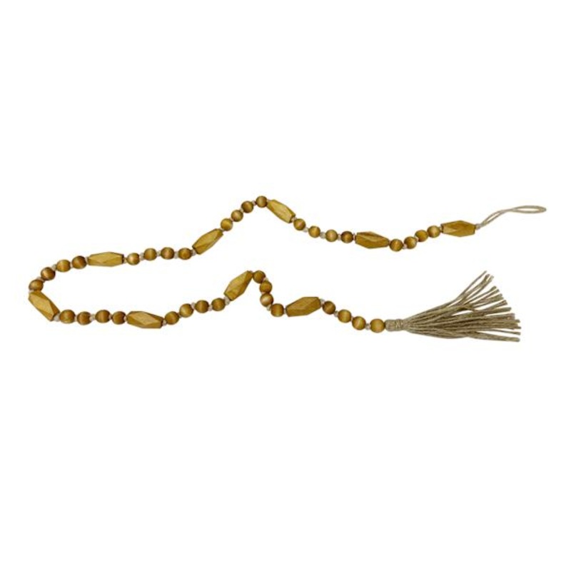 Wood Beaded Garland with Tassel, 55″