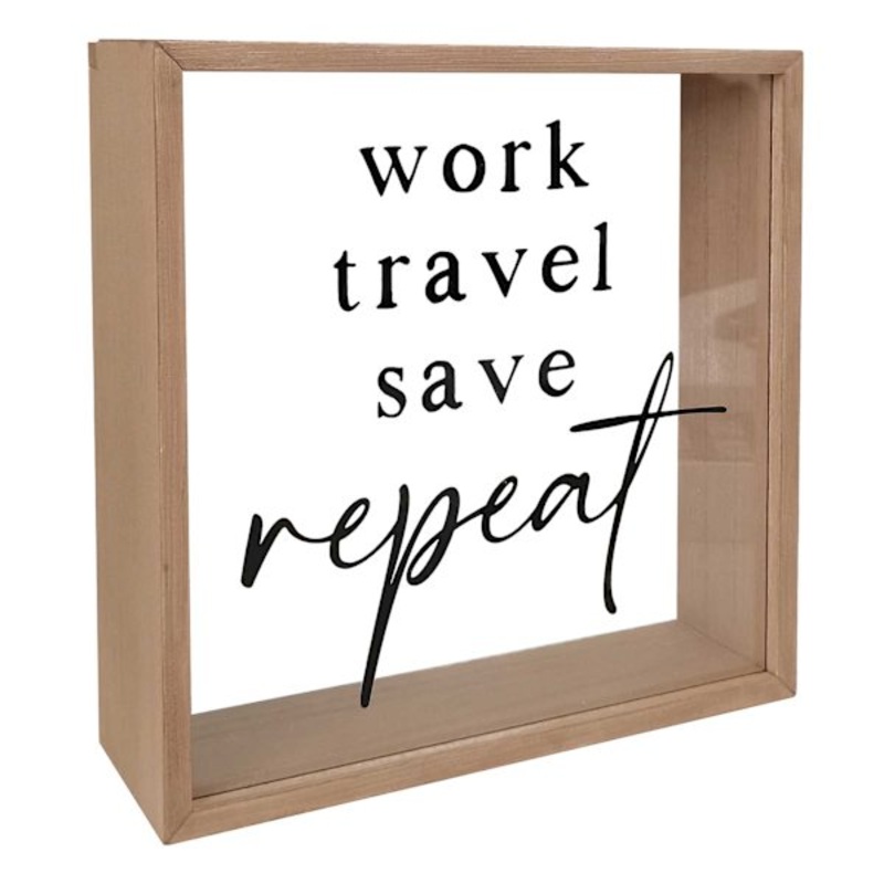Work Travel Save Repeat Bank, 10″