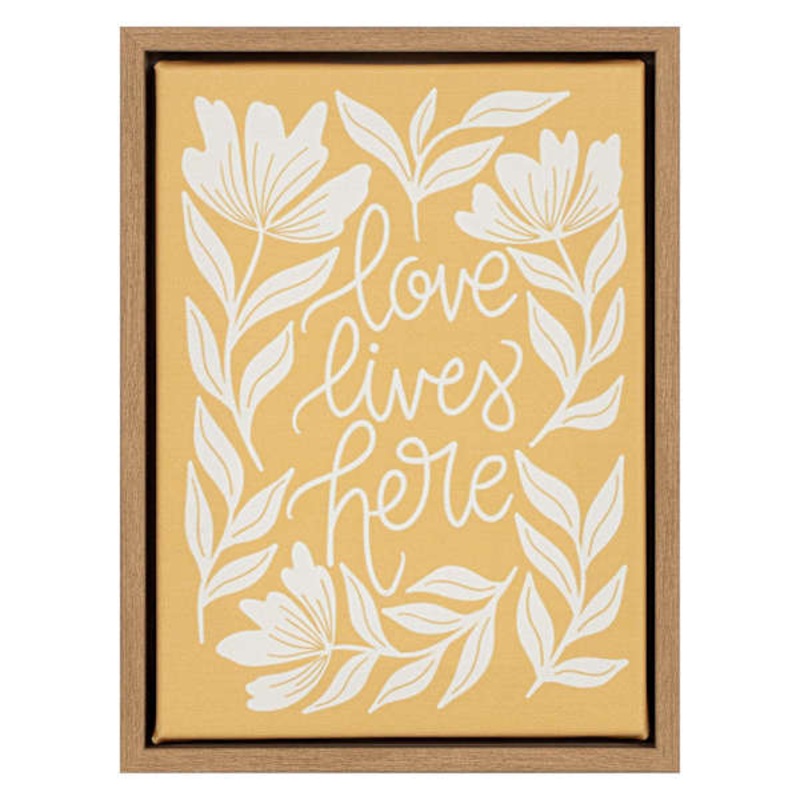 Yellow Love Framed Canvas Table Art, 6×8