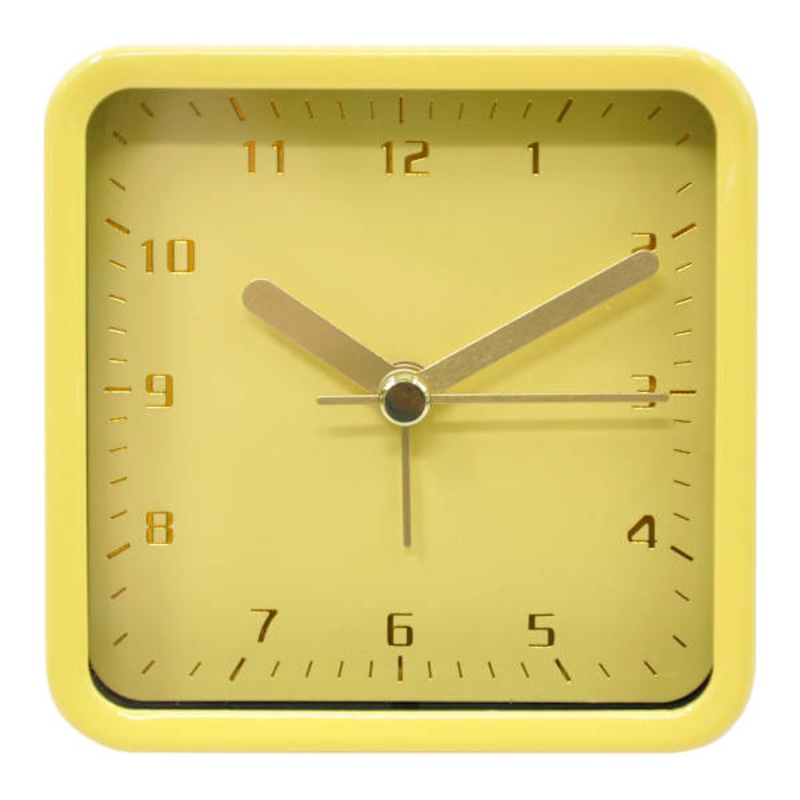 Yellow Square Clock, 3″