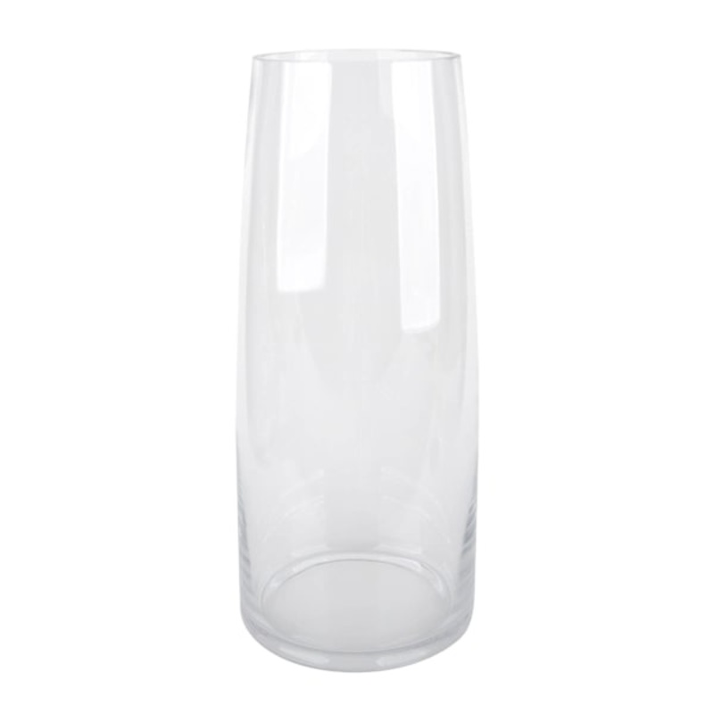 14in Cylindrical Clear Glass Vase