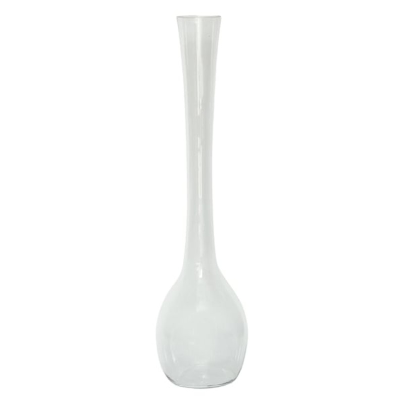 31.5In Clear Glass Sphere Base Long Stem Oversized Vase