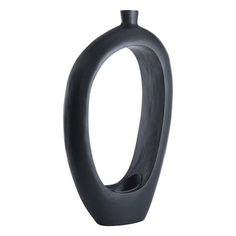 Black Open Circle Floor Vase, 40″