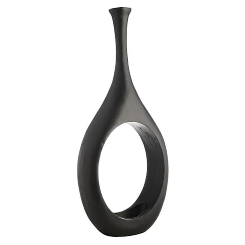 Black Open Circle Floor Vase, 48″