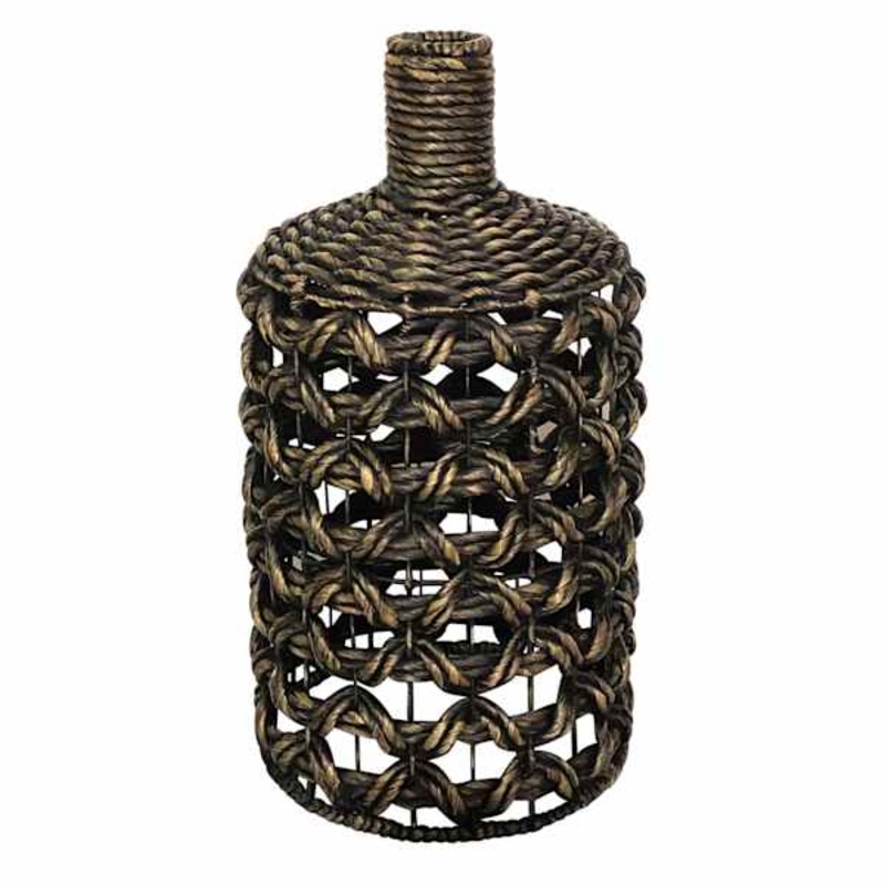 Black Water Hyacinth & Metal Vase, 28″